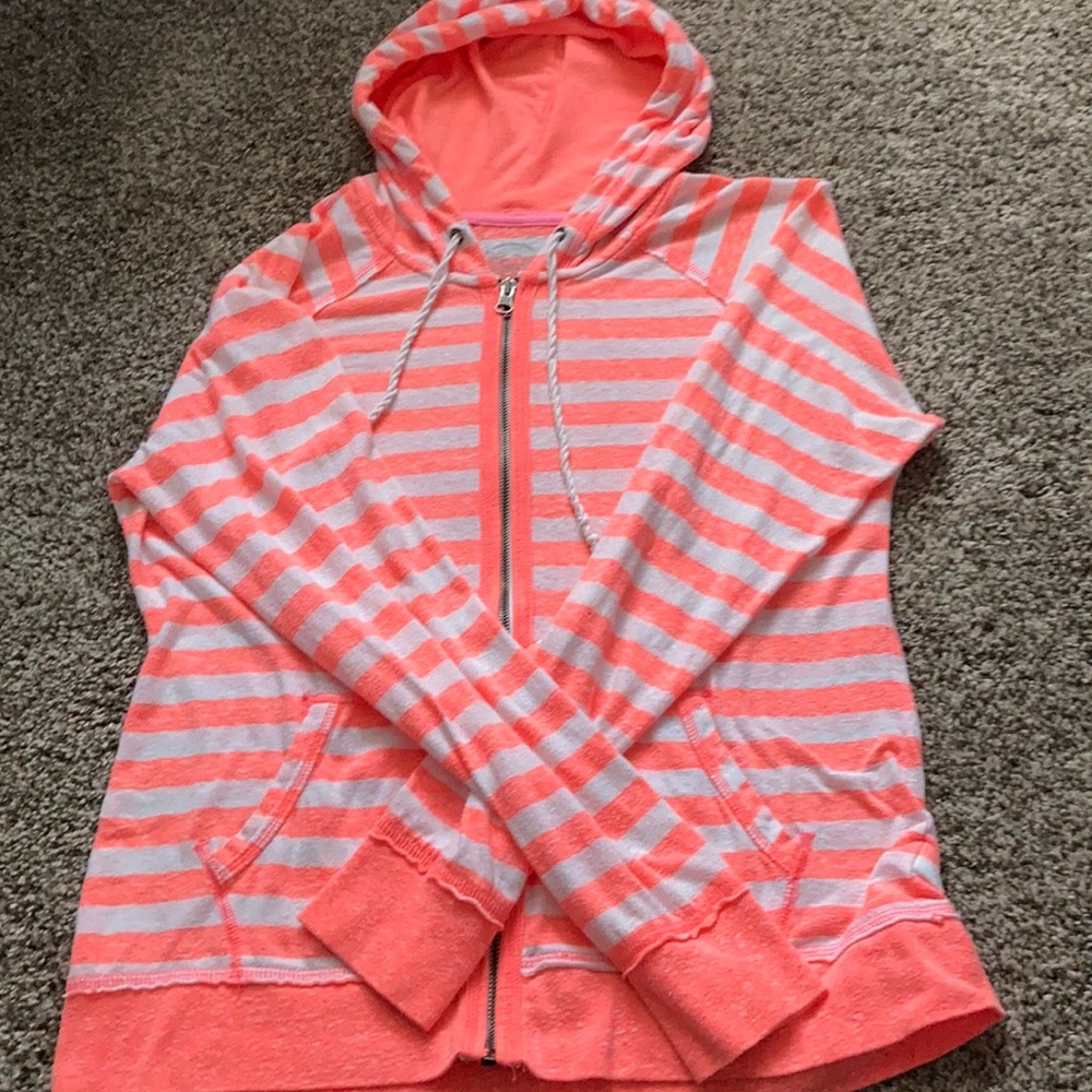 hot pink striped hoodie